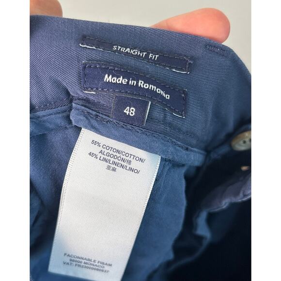 Faconnable Men's Blue Cotton Linen Straight Fit Dress Pants, Size 48 - Picture 7 of 7